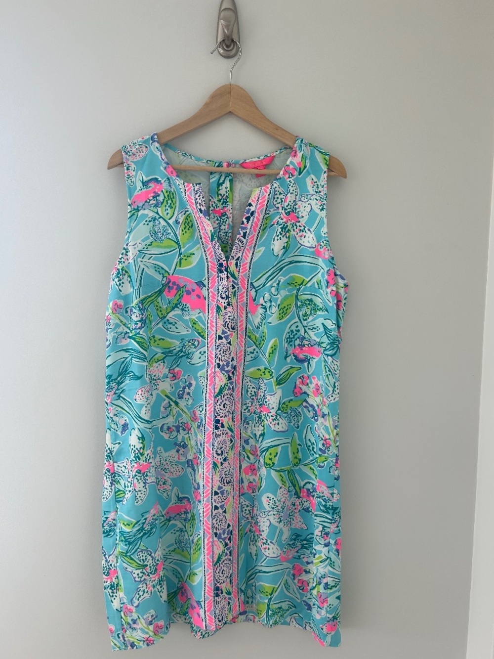 NWT Lilly Pulitzer Kelby Stretch Shift Bali Blue Sway This Way Dress Sz 16